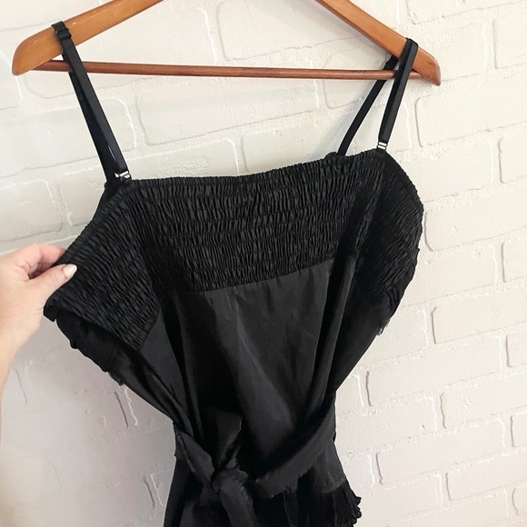 Vintage Y2K Babydoll Bustier Tank top Rosette Tie back Satin Polyamid Black 12 - Picture 7 of 14